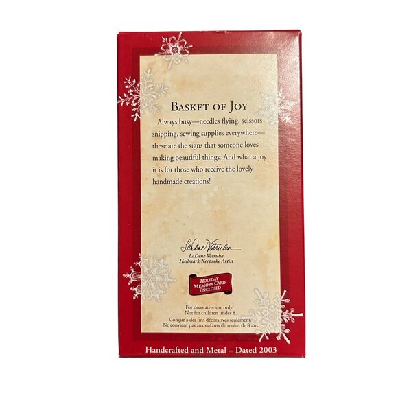Hallmark Keepsake Ornament Basket Of Joy 2003 Handcrafted & Metal - Picture 2 of 3